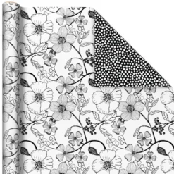 Hallmark Black And White Prints 3-Pack Reversible Wrapping Paper, 75 Sq. Ft. Total -Hallmark Shop Black and White Prints 3Pack Reversible Gift Wrap 5EWR6401 05