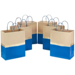 Hallmark 13" Blue And Kraft Paper 6-Pack Gift Bag