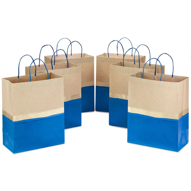 Hallmark 13" Blue And Kraft Paper 6-Pack Gift Bag 1 Hallmark 13" Blue And Kraft Paper 6-Pack Gift Bag