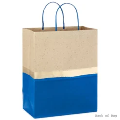 Hallmark 13" Blue And Kraft Paper 6-Pack Gift Bag 8 Hallmark 13" Blue And Kraft Paper 6-Pack Gift Bag -Hallmark Shop Blue and Kraft Paper 6Pack Large Gift Bags 5EGB6399 04