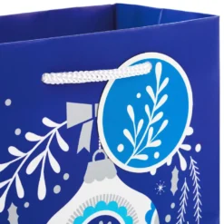 Hallmark Blue And Silver 8-Pack Holiday Gift Bags, Assorted Sizes And Designs -Hallmark Shop Blue and Silver Holiday Gift Bags Bulk Pack XGB4895 06