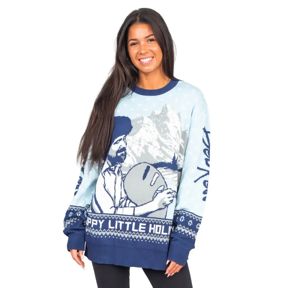 Bob Ross Happy Little Holidays Sweater 1 Bob Ross Happy Little Holidays Sweater