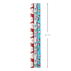 Hallmark Bright Joy 3-Pack Kids Reversible Christmas Wrapping Paper Assortment, 120 Sq. Ft. -Hallmark Shop Bright Assorted Kids Reversible Christmas Gift Wrap 5JXW1030 03