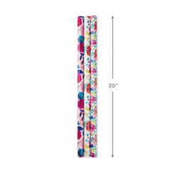 Hallmark Bright Florals 3-Pack Reversible Wrapping Paper, 120 Sq. Ft. Total -Hallmark Shop Bright Flowers 3Pack Reversible Wrapping Paper 5EWR2433 03