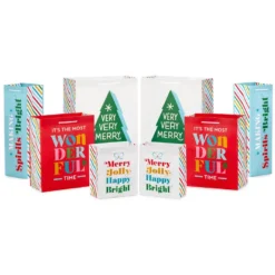 Hallmark Bright Wishes 8-Pack Christmas Gift Bags, Assorted Sizes And Designs