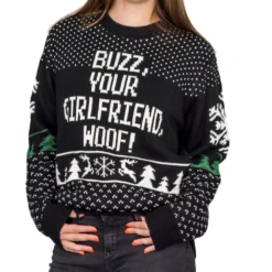 Women's Buzz, Your Girlfriend, Woof! Ugly Christmas Sweater