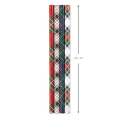 Hallmark Classic Plaids 4-Pack Wrapping Paper Assortment, 120 Sq. Ft. -Hallmark Shop Classic Plaids Christmas Wrapping Paper Assortment 5JXW1040 08