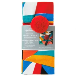 Hallmark 26" Colorful Abstract Fabric Gift Wrap With Elastic Band -Hallmark Shop Colorful Abstract Fabric Gift Wrap With Elastic Band 1299EJR6379 06