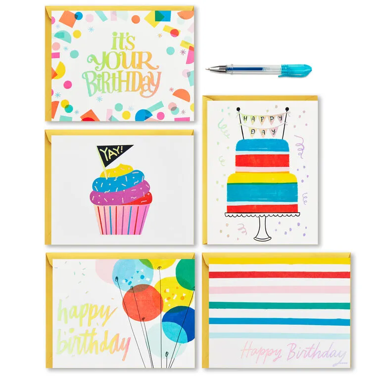 Hallmark Colorful Assorted Birthday Cards With Pouch And Pen, Pack Of 10 - Image 2