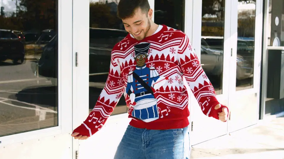 Women's Flappy Drummer Boy Animated Ugly Christmas Sweater 2 Women's Flappy Drummer Boy Animated Ugly Christmas Sweater - Image 2