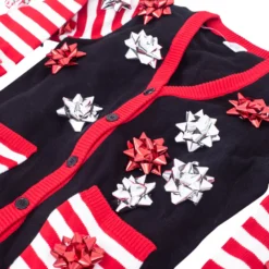 Ugly Christmas Sweater Gift Wrapping Bow Cardigan -Hallmark Shop EMF TVSO 2021 November18 Studio Justin 0230