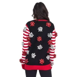 Ugly Christmas Sweater Gift Wrapping Bow Cardigan -Hallmark Shop EMF TVSO 2021 November22 Studio Danielle 0633