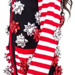 Ugly Christmas Sweater Gift Wrapping Bow Cardigan -Hallmark Shop EMF TVSO 2021 November22 Studio Danielle 0649