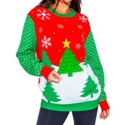 Youth 3d Xmas Tree Pop-It Sweater