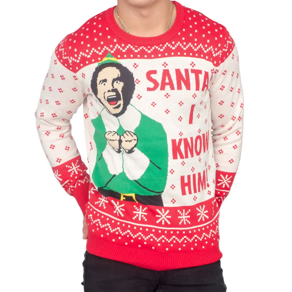 Elf Buddy Santa I Know Him Ugly Christmas Sweater 3 Elf Buddy Santa I Know Him Ugly Christmas Sweater - Image 3