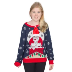 Youth Flappy Santa Animated Hat Ugly Christmas Sweater