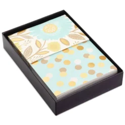 Hallmark Flowers And Dots Assorted Blank Note Cards, Box Of 50