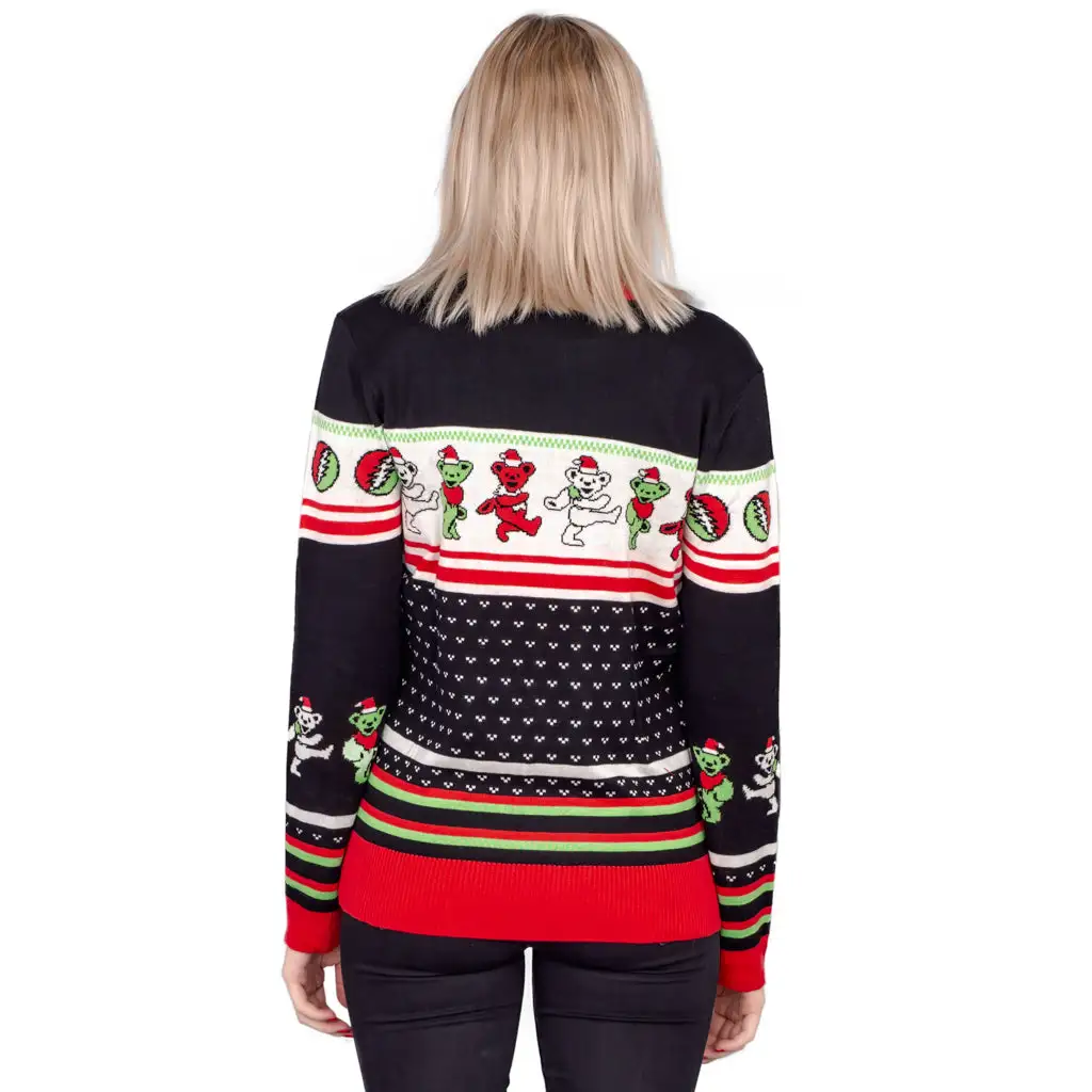 Women's Grateful Dead Dancing Bears Tacky Ugly Christmas Sweater 4 Women's Grateful Dead Dancing Bears Tacky Ugly Christmas Sweater - Image 4
