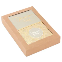 Hallmark Gray And Gold Bulk Blank Thank-You Notes, Pack Of 50