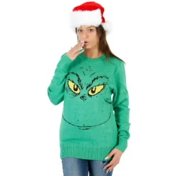 Women's Grinch Face Dr. Seuss Ugly Christmas Sweater