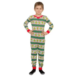 Grinch Family Faces Christmas Kids Pajamas Union Suit