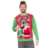 Holiday Cheers! Santa With Beer Holder Stocking Ugly Christmas Sweater