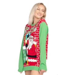 Women's Holiday Cheers! Santa With Beer Holder Stocking Ugly Christmas Sweater 7 Women's Holiday Cheers! Santa With Beer Holder Stocking Ugly Christmas Sweater -Hallmark Shop HFBIDK 1