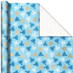 Hallmark Blue Hanukkah Designs 3-Pack Wrapping Paper Assortment, 120 Sq. Ft. -Hallmark Shop Hanukkah Designs Wrapping Paper Assortment 5JXW1257 05