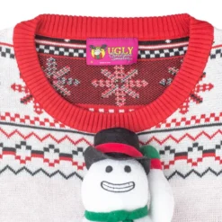Happy Snowman 3D Animated Ugly Christmas Sweater -Hallmark Shop Happy Snowman 3D Animated Ugly Christmas Sweater 2