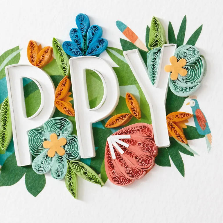 Hallmark Floral Happy Quilled Paper Handmade Birthday Card 4 Hallmark Floral Happy Quilled Paper Handmade Birthday Card - Image 4