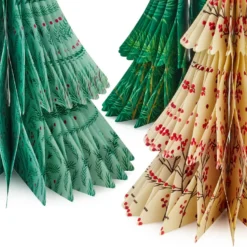 Hallmark Honeycomb Trees 3D Pop-Up Christmas Decorations, Set Of 3 6 Hallmark Honeycomb Trees 3D Pop-Up Christmas Decorations, Set Of 3 -Hallmark Shop Honeycomb Trees 3D PopUp Christmas Decorations Set 1999XPJ8046 03