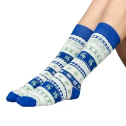 Humping Reindeer Adult Ugly Christmas Socks Blue And White -Hallmark Shop Humping Reindeer Adult Ugly Socks 007
