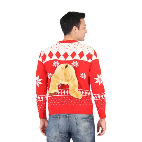 Red 3-D Ugly Christmas Sweater With Stuffed Moose 4 Red 3-D Ugly Christmas Sweater With Stuffed Moose - Image 4