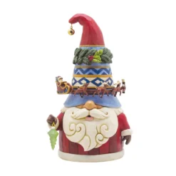Enesco Jim Shore Gnome With Rotating Santa Sleigh Hat Figurine, 8.85"