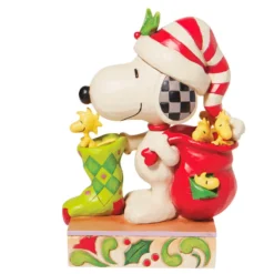 Enesco Jim Shore Peanuts Snoopy And Woodstock With Stocking Figurine, 7" 6 Enesco Jim Shore Peanuts Snoopy And Woodstock With Stocking Figurine, 7" -Hallmark Shop Jim Shore Snoopy Woodstock With Stocking Figurine 6008957 03