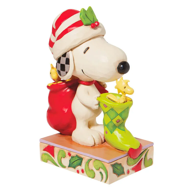 Enesco Jim Shore Peanuts Snoopy And Woodstock With Stocking Figurine, 7" 4 Enesco Jim Shore Peanuts Snoopy And Woodstock With Stocking Figurine, 7" - Image 4