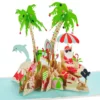 Hallmark Jolly Holidays Beach Santa 3D Pop-Up Christmas Card