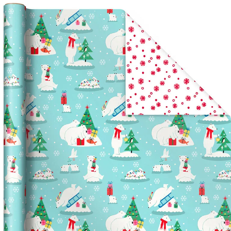 Hallmark Winter Friends 3-Pack Reversible Kids Christmas Wrapping Paper Assortment, 120 Sq. Ft. 5 Hallmark Winter Friends 3-Pack Reversible Kids Christmas Wrapping Paper Assortment, 120 Sq. Ft. - Image 5