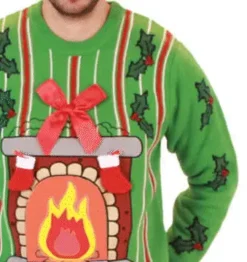 LED Fireplace Ugly Christmas Sweater