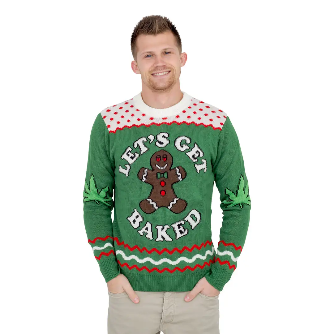 Let's Get Baked Happy Gingerbread Ugly Christmas Sweater 1 Let's Get Baked Happy Gingerbread Ugly Christmas Sweater