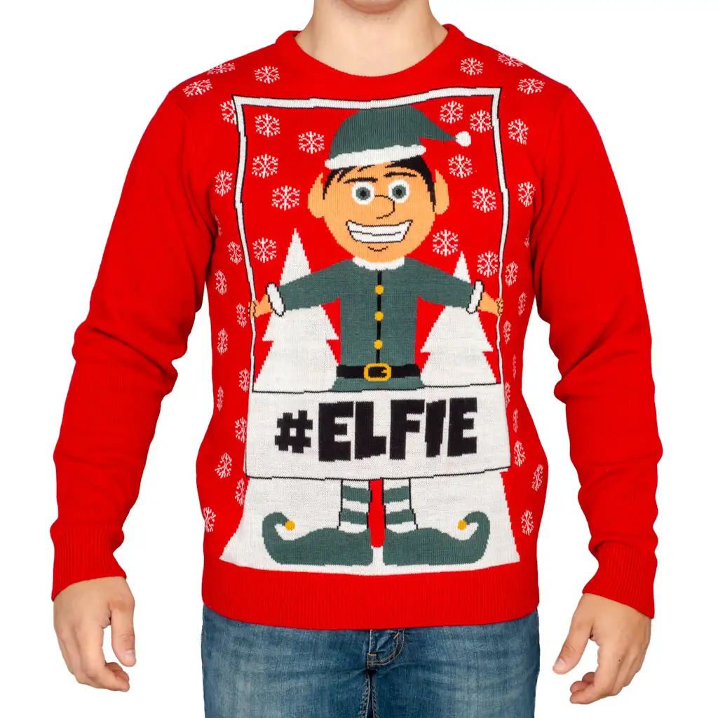 Mens #Elfie Hashtag Ugly Christmas Sweater 3 Mens #Elfie Hashtag Ugly Christmas Sweater - Image 3