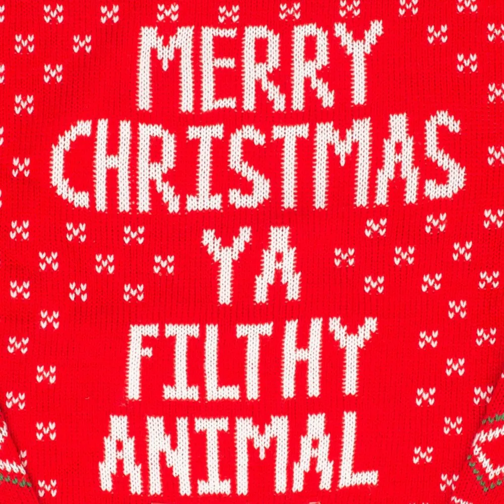 Women's Merry Christmas Ya Filthy Animal Snowflake And Reindeer Ugly Christmas Sweater 2 Women's Merry Christmas Ya Filthy Animal Snowflake And Reindeer Ugly Christmas Sweater - Image 2