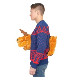 Navy 3-D Christmas Ugly Christmas Sweater With Stuffed Moose -Hallmark Shop Navy3 DChristmasUglyChristmasSweaterwithStuffedMoose ucs3d002 65