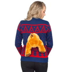 Women's Navy 3-D Christmas Sweater With Stuffed Moose Ugly Christmas Sweater 7 Women's Navy 3-D Christmas Sweater With Stuffed Moose Ugly Christmas Sweater -Hallmark Shop Navy3 DChristmasUglyChristmasSweaterwithStuffedMoose ucs3d002 69