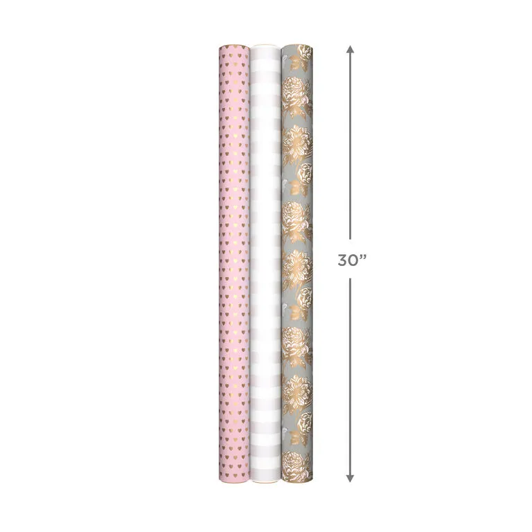 Hallmark Pink And Gray 3-Pack Wrapping Paper, 85 Sq. Ft. Total 8 Hallmark Pink And Gray 3-Pack Wrapping Paper, 85 Sq. Ft. Total - Image 8