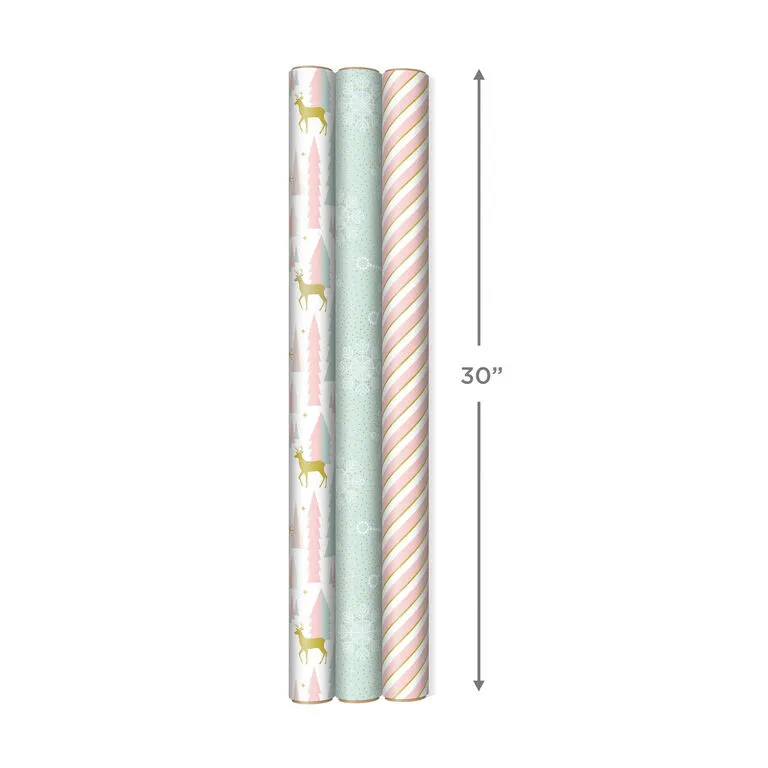 Hallmark Pink And Mint Assorted 3-Pack Christmas Wrapping Paper, 120 Sq. Ft. 7 Hallmark Pink And Mint Assorted 3-Pack Christmas Wrapping Paper, 120 Sq. Ft. - Image 7