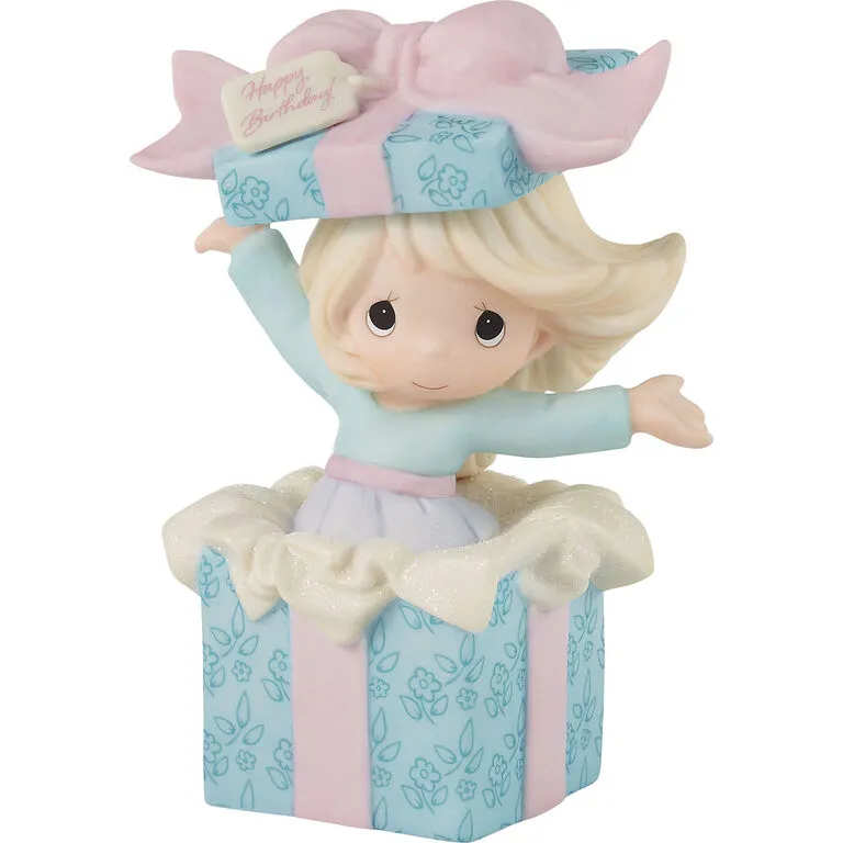 Precious Moments Wishing You Many Birthday Surprises Figurine, 5.3" 1 Precious Moments Wishing You Many Birthday Surprises Figurine, 5.3"