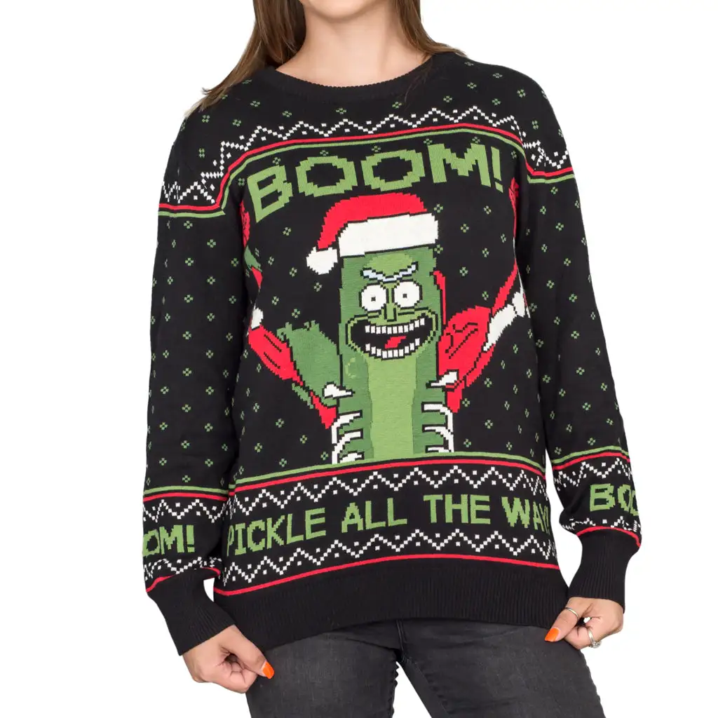 Women's Rick And Morty Boom! PickleRick Ugly Christmas Sweater 2 Women's Rick And Morty Boom! PickleRick Ugly Christmas Sweater - Image 2
