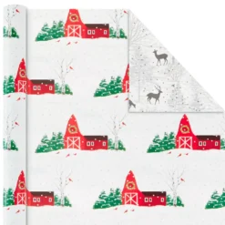 Hallmark Rustic Winter 3-Pack Reversible Metallic Christmas Wrapping Paper, 120 Sq. Ft. -Hallmark Shop Rustic Winter Reversible Christmas Wrapping Paper 5JXW1034 06