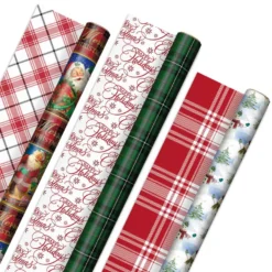 Hallmark Christmas Classics 3-Pack Reversible Wrapping Paper Assortment, 120 Sq. Ft.